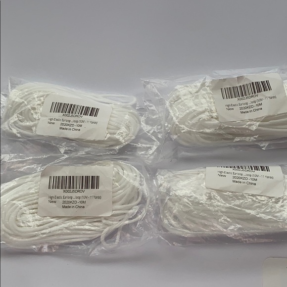 New 4 pks white elastic cord string for ear loop masks or string arts and crafts - Picture 1 of 4